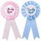 Gender Reveal Button Pins,2 Pezzi Baby Gender Reveal Pins, Daddy And Mommy to Be Tinplate Badge Pin Gifts, Baby Tinplate Badge Pin with Baby Feet Shape for Baby Shower Party Celebration