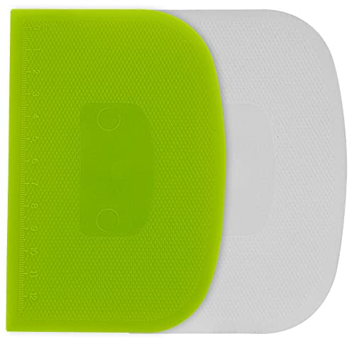 Zikrange Dough Scraper Set of 2 (9.5cmx12cm) Food Grade Plastic, Non-Sticky & Flexible Dough Cutter for Pizza, Pastry, Bread Baking & Cake Decoration (Pack of 2)