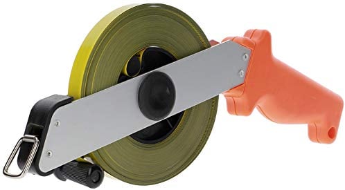 PRODIAMANT Stahl Maßband 50m Lang Maßbandbreite 13mm Rollbandmaß mit Zentimeter und Millimeter Skala klappbare Kurbel