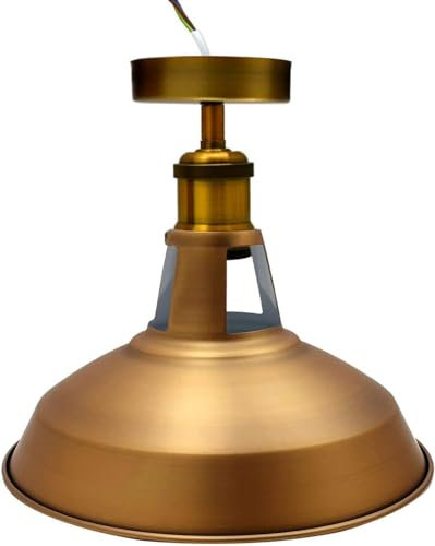 LEDSone Vintage Retro Industrial Semi Flush Mount Ceiling Light LED Lamp Fixture Kitchen Ceiling Metal Large Rustic Light Shade Pendant Lampshade Fitting for Farmhouse