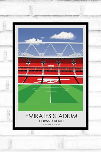 Hewson's Gifts Arsenal Fußballstadion-Druck, Geschenk für Fußball-Fan, Geschenk für Vater, Bruder, Sohn, Fußballgeschenk (Arsenal A4 Größe (Emirates Stadium))