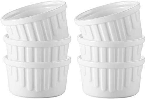Set Di 6, Stampini Da Forno In Ceramica Bianca, Adatti Per Soufflé, Creme Brulee, Stampini Per Ciotole Piccole, Cottura Al Forno E Salsa