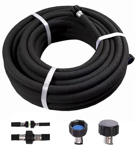 Phaxiwho Gartenschlauch, 1,6 cm, 15,2 m, schwarz, robuster Tropfschlauch, Gummi-Tropfschlauch oder Gartenbeet, Gemüse, Rasen, Bäume, Bewässerung und Bewässerung (15,2 m)