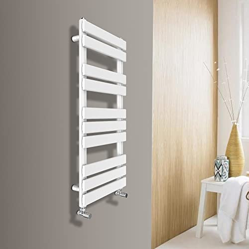 Warmehaus Flat Panel Heated Towel Rail Radiator Ladder Rad 1000 x 450mm Bathroom Central Heating Towel Warmer White