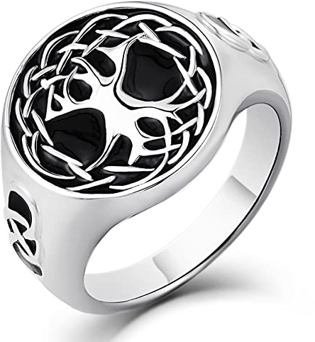 YL Herrenring 925 Sterling Silber Lebensbaum Unendlichkeit Ring(Größe 56)