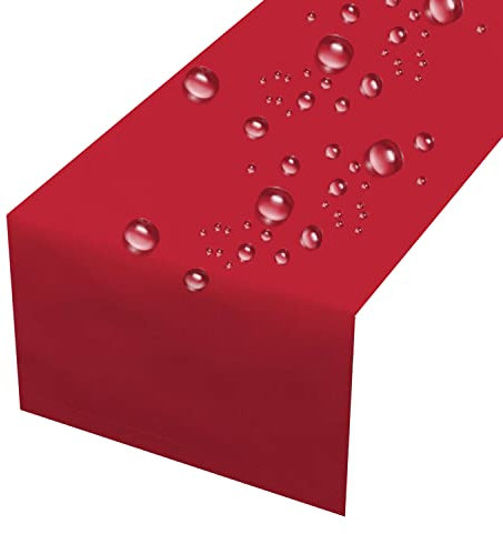 Plumeri Tischläufer Wasserabweisend abwaschbar Lotuseffekt Tischtuch Tischdekoration Tafeltuch (40 x 160 cm, Rot)
