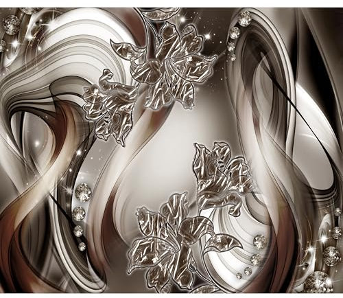 decomonkey Fototapete Abstrakt Lilien 450x315 cm XL Tapete Fototapeten Vlies Tapeten Vliestapete Wandtapete moderne Wandbild Wand Schlafzimmer Wohnzimmer Blumen Diamant