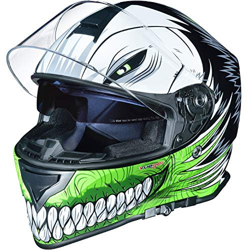 rueger Integralhelm Motorradhelm Kinderhelm Motorrad Integral Roller Helm rueger, Farbe:Green Hollow, Größe:XL (61-62)