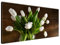 Estika Leinwand bilder - Weiße Tulpen in Glasvase - 115x55 cm, 1 teilige kunstdruck - Wandbilder wohnzimmer, schlafzimmer, Moderne wanddeko, Bild auf leinwand - Blumen bilder - 2246A_1AE