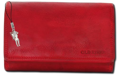 Old River Kellnerbörse Portemonnaie Geldbörse rot Leder 15x4x10cm OPD421R Leder Portemonnaie