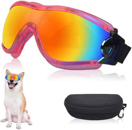 Mitubati Dog Sunglasses Pet Goggles for Medium Large UV Protection Wind Protection Dust Protection Adjustable Strap Dog Glasses Suitable for Snow Beach Motorcycle