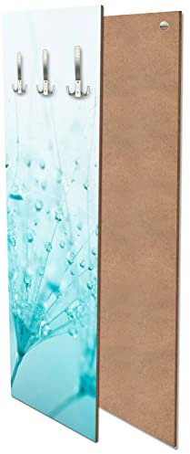 wandmotiv24 Garderobe Foto Pusteblume Türkis 40cm Breit x 125cm Hoch Wandpaneel