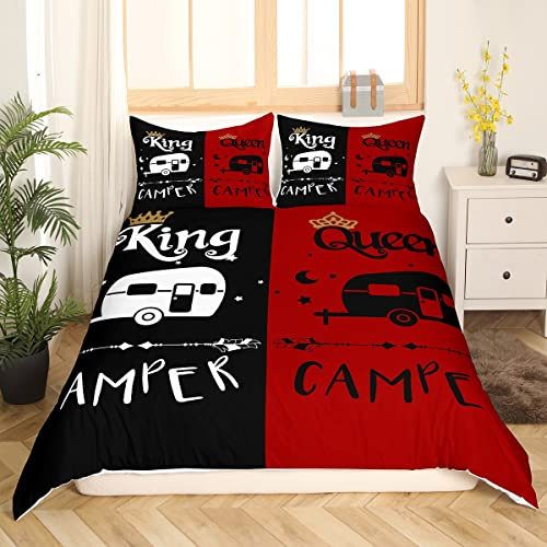 Homewish Camping Bettwäsche Set 135 x 200 Paar Hochzeit Bettbezug König und Königin Camping Bettwäsche Altes Scheunentor Kabine Hochzeitsgeschenke Mann und Frau