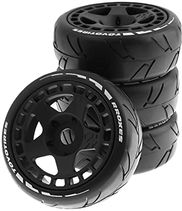 LOVIVER 4X RC Car Nabe Felge Und Reifen 1:8 1:7 Gummi für RC Road Buggy Car, Schwarz