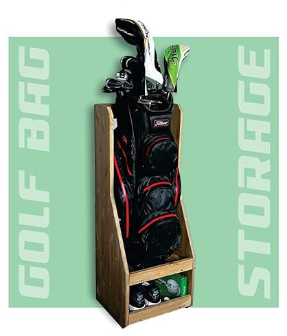 Single Golf Bag Display Wooden Storage Organiser