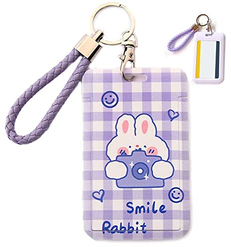 Wudaizhi Porte-Badge Mignon Dessin Animé Couverture De Carte D'identité De Lapin
