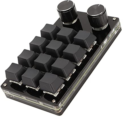 VBESTLIFE Teclado Macro Programable, 12 Teclas, 2 Perillas RGB, Pequeño Teclado Programable Macropad Mecánico OSU, Teclado Programable DIY, para Juegos de Medios de Oficina