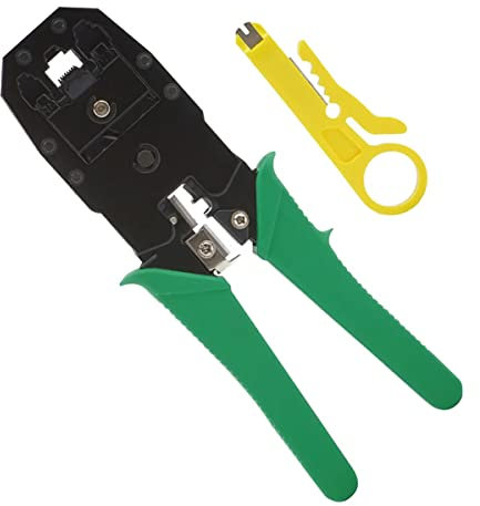 RJ45 Cat5e Cat6 Network LAN Ethernet Cable Crimping Crimper Stripping & Cutting Tool Electrician Plier, Multi-Functional Ethernet Cable Crimper for Cutting, Stripping and Crimping RJ45 Plugs