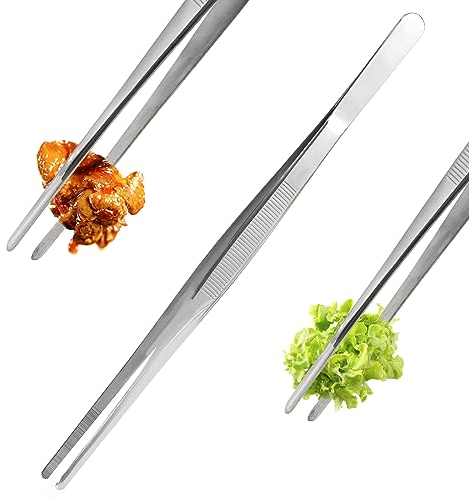 Pinces Cuisine, Pince Cuisine Inox, Pince Barbecue, Long Manche Pince de Cuisine Tailles 30 cm, Conception en Forme de Dent de la Dent, Saisie Solide, Adaptée aux Cuisine, Barbecue, Steaks