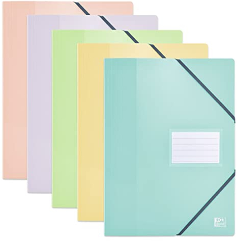 OXFORD Porte Vue avec Elastique School Life A4 80 vues / 40 Pochettes Couverture Polypro Pastels Couleur Aléatoire