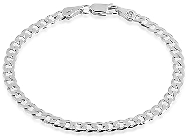 QUADRI - Elegante Armband aus Panzerkette (Cubana) - Breite 7mm - für Männer und Frauen aus 925er Echtsilber - Länge 19 cm - Silberkette Kette anlaufgeschützt - Zertifikat Made in Italy