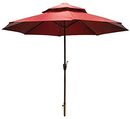 Parasol de Patio, 290cm Respirant Double Top Imperméable Parasol de Plage Facile à Manivelle, Parapluie d'extérieur pour Jardin Terrasse Jardin Piscine good