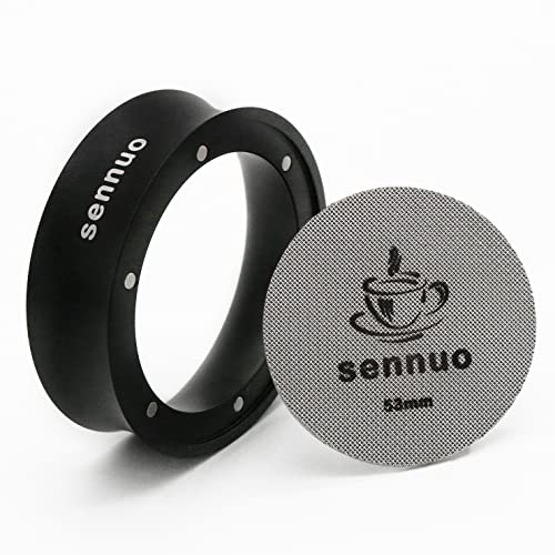 Anillo dosificador de café de 53 mm y 53 mm, embudo de aluminio y metal, llenado preciso del café en polvo con reutilizable, 1,7 mm de grosor, 150 μm, pantalla de 316 L, para portafiltros de 53 mm