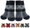 BEAUTYZOO 6PCS Dog Socks to Prevent Licking Paws, Anti Slip Dog Shoes for Hot Pavement Hardwood Floors, Traction Control Toe Grips Boots & Paw Protectors for Small Medium Large Senior Dogs, Grey SM