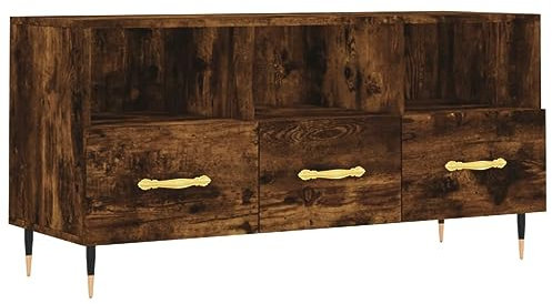 vidaXL TV Schrank, Fernsehschrank mit 3 Schubladen, Fernsehtisch für Wohnzimmer, Lowboard Sideboard TV Ständer TV Gerät, Räuchereiche Holzwerkstoff