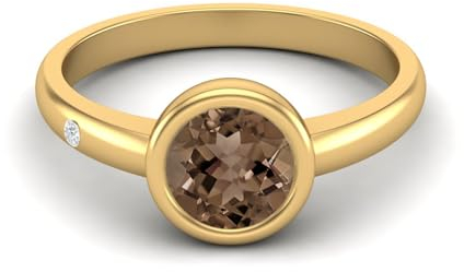 0,85 ctw runde Form 925 Sterling Silber Rauchquarz-Edelstein-Solitär-Frauen-Hochzeitsversprechen-Ring Gold Vermeil, 64