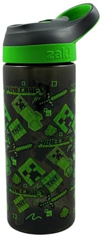 HOX Minecraft Atlantic Creeper Drinks Bottle | Eco Freindly BPA-free Plastic School Water Bottle with Removable straw, spills Proof | Gift for Minecraft fan | Officially licensed Merchandise 450ML