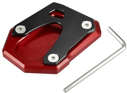 QUARKZMAN Motorrad Seitenständer Pad Rot Für Honda Monkey 125 18-23 1 Stk | Aluminiumlegierung, Größe 8,3x6,3x1,2 cm, Rutschfestes Design, Einfache Installation, Erhöhte Stabilität