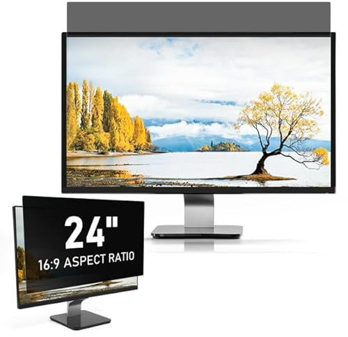 LAMA 24 Zoll Blickschutzfolie für Computer Monitor, Sichtschutzfolie Abnehmbarer Blickschutzfilter, Sichtschutzfilter Displayschutz Bildschirmfilter mit Anti Blaulicht Blendschutz (24'', 16:9)