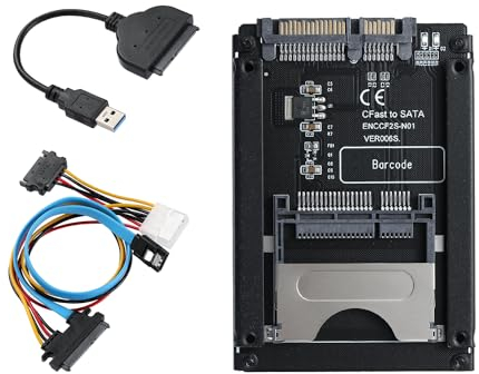 YBBOTT Lector de Tarjetas USB3.0 a CFAST, Adaptador CFAST a SATA3.0, Soporta Tarjetas de Memoria CFAST de Cualquier Capacidad, Compatible con WinXP/7/8/10 32/64-bit, Linux y Mac