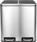 LIFERUN Mülleimer 2 Fächer, 2 x 15 Liter Abfalleimer Küche aus Metall, Softclose Deckel, Inneneimer Abnehmbar, Griffe, Doppelfach Treteimer, für Single-Wohnung, kleine Familie