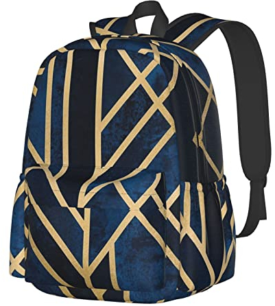 ESASAM Rucksack mit abstraktem geometrischem Streifendruck, auffälliger bedruckter Rucksack – Entfesseln Sie Ihren Stil und tragen Sie Ihre wichtigen Dinge, Schwarz , One size