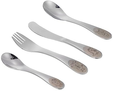 MERRYHAPY 1 Jeu cuillère à couverts fourchette à nourriture pour enfants cuillère et fourchette d'entraînement trousse bébé couteau bebe - Cuillère mignonne cuillères en acier inoxydable