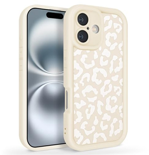Newseego Case Compatible for iPhone 16, Aesthetic Leopard Print Styles Pattern Design Girls Women Phone Case Soft Slim TPU All-inclusive Lens Shockproof Cover for iPhone 16-White