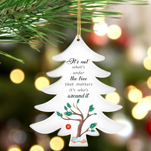 2Pcs Christmas Ornaments,Xmas Under Tree Decoration Gifts for Family, Sister, Brother, Friends,Husband Wife Tree Shape Acrylic Ornament Christmas Decor for Coworkers Women Men,4 Ropes