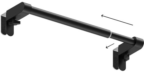 VEHHE Over Door Towel Rail(22.2-39.2cm), Extendable kitchen Towels Holder with Adjustable Hooks(0-2.8cm), Black Stainless Steel Towel Rail, No Drilling Hand Towels Holder with Eva Sponge Pads