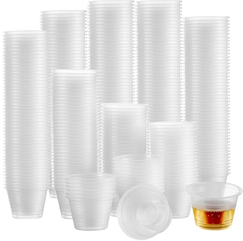 MATANA 600 Clear Plastic Bomb Shot Cups, 100ml - Shot Glasses for Layered Shots, Creative Cocktails & More - Weddings, Birthdays, Halloween, Festivals - Sturdy & Reusable