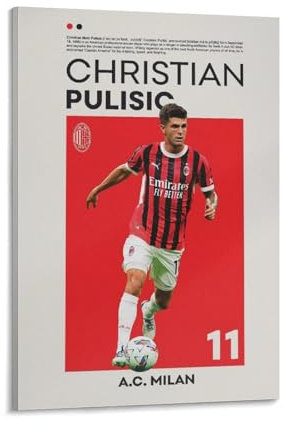 Christliches Pulisic-Poster, AC Mailand, Poster, christlicher Pulisicdruck, Kunst-Geschenk, Poster, American Footballer, Leinwandposter, Wandkunst, Dekordruck, Bild Gemälde für Wohnzimmer,