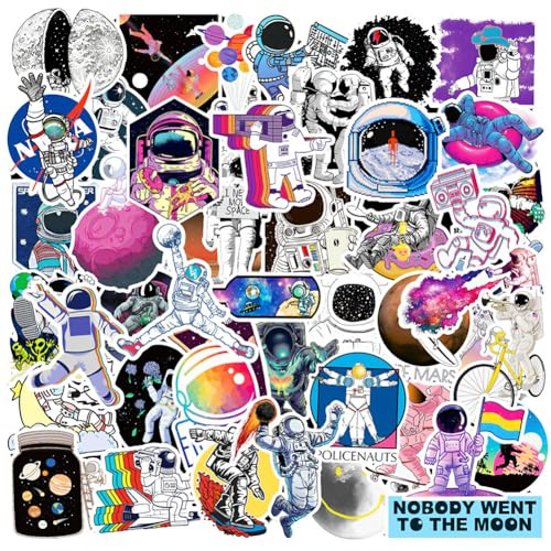 100 Pcs Astronauts Stickers Space Astronaut Theme Waterproof Stickers Books Desktop Posters Laptop Bike Water Bottle Wall Decorations for Kid Gift