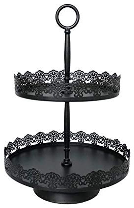 Cake Holder Cake stand Black dessert table Dessert rack Wedding tray lace side wrought iron cake stand Cake pan (Color : C, Size : S)