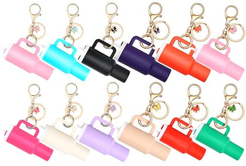 Pyotivol 8Pack Mini Tumbler Keychain for Stanley Cup Cute Key Chain Chapstick Holder Charms for Women Backpack Bag, Multi, XL
