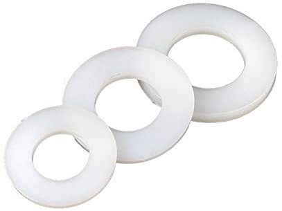 DNVGJUP Lfang- Flache Unterlegscheiben M6 x 18mm x 1,5 mm m6x18x1.5 weiße Schwarze Nylon-Flache Waschmaschine Kunststoff-Isolier-Null-Ring-Dichtung, 10pcs, Reduzieren Sie die Reibung(White)