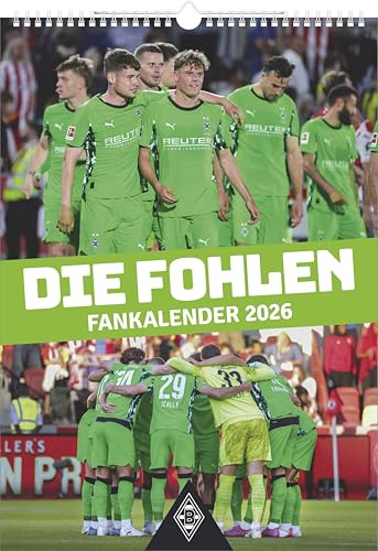 N Neumann - Borussia Mönchengladbach 2026 – Wandkalender A3 (30x42 cm) mit 12 Monatsblättern, deutschem Kalendarium & Spiralbindung, Fußball-Fankalender mit Spielerfotografien: Fankalender 2026