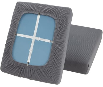 ZYBSLCSY Sofa Sitzkissenbezug Elastizität Jacquard Sofa Überzug Couch Bezug, rutschfeste Bezüge Für Wohnwagenpolster Mit 2 Cord (New Grey,W 140-170cm, D 110-130cm)