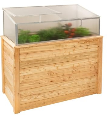 WESTMANN Hochbeet mit Frühbeetaufsatz Klassik Plus 100 | Lärchenholz FSC-Zertifiziert | Aluminiumrahmen | Natur/Silber| 100x65x100cm