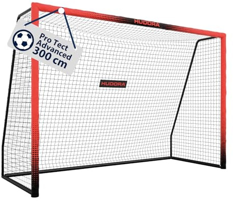 HUDORA Fußballtor Pro Tect Advanced – Outdoor Fußballtor mit Netz und wetterfester Ummantelung für Kinder/Erwachsene – Einfacher Aufbau im Garten – Tor mit Reiß- und Klettverschlüssen